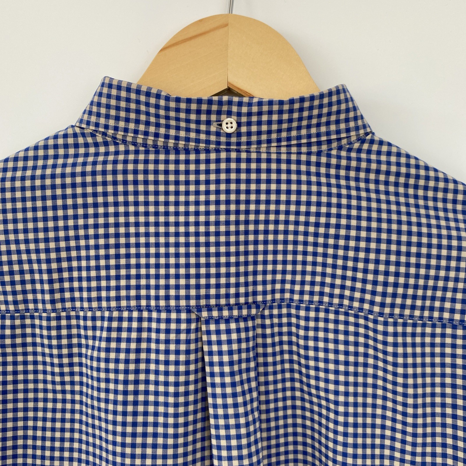 GANT Shirt Mens Large Blue Check Long Sleeve The Broadcloth Gingham Logo Cotton