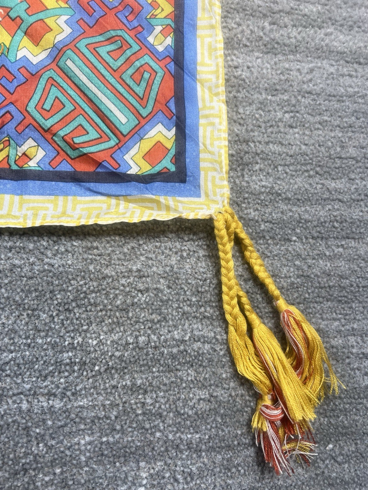 Beautiful Johnny Was Square Silk 43” Scarf Or Wrap Tassels Geisha Asian Oriental