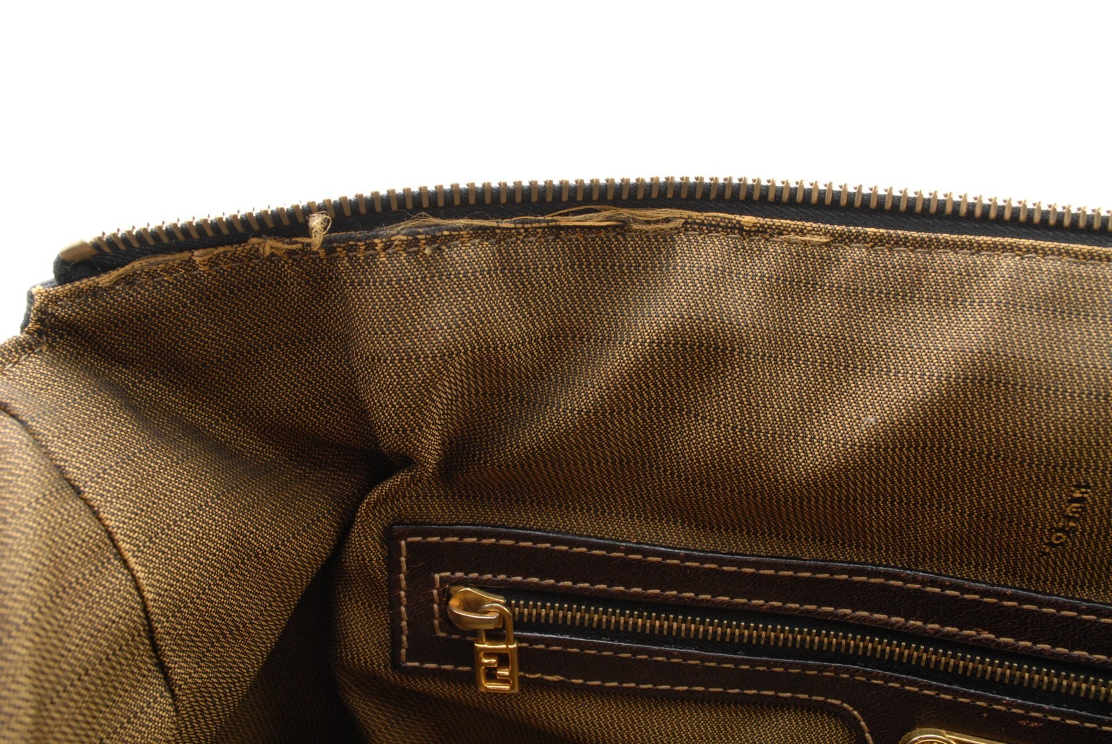 FENDI Zucca Vanity Handbag Brown Canvas