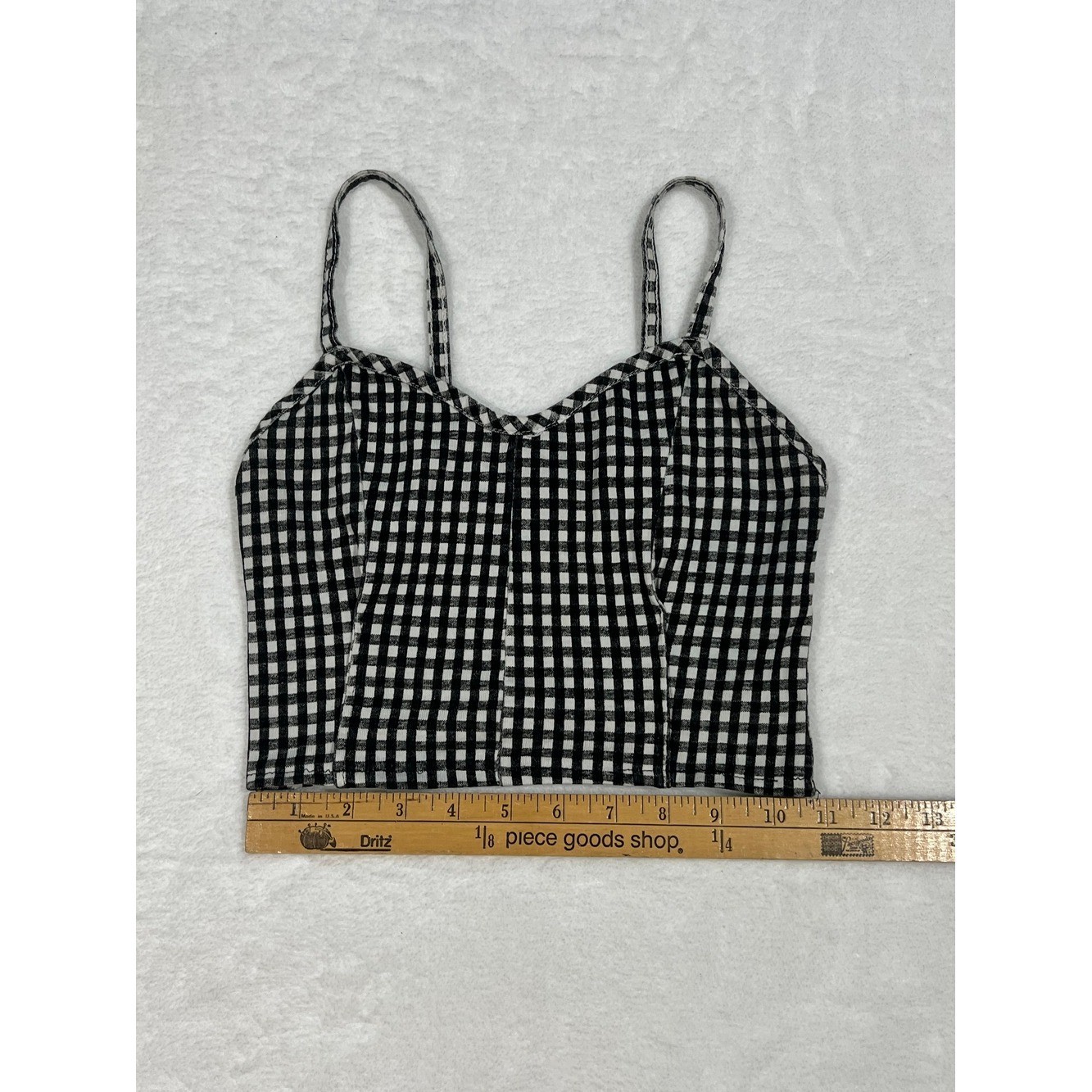 Source Unknown Black & White Gingham Spaghetti Strap Crop Top