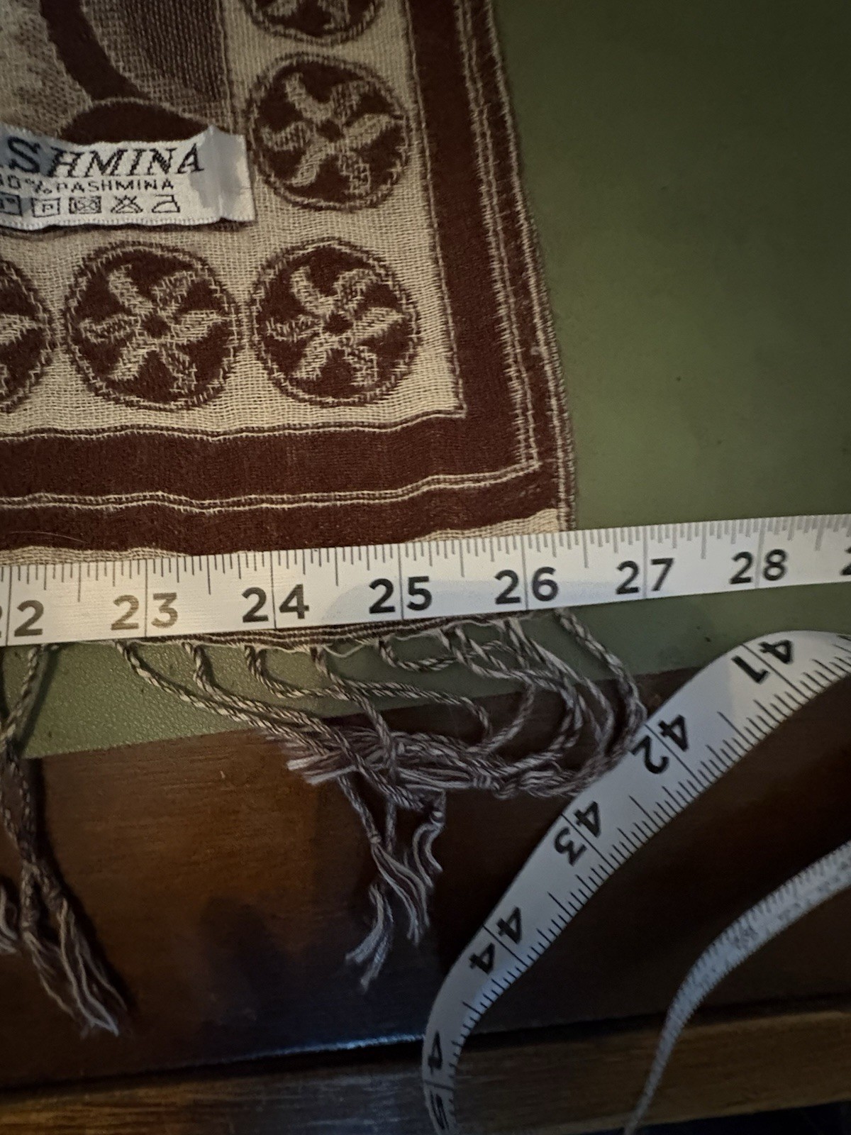 100% Pashmina Scarf Wrap Shawl – About 26.5” X 74” – Brown/Tan/Cream Swirl