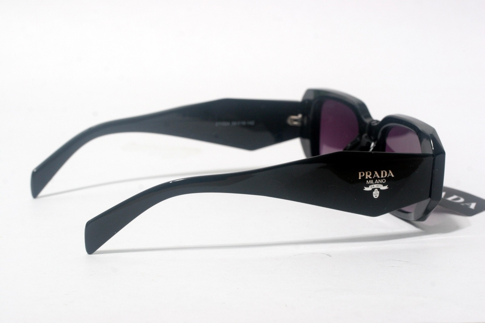 Prada Sunglasses Shiny Black/ Purple fade lenses, Big 150 mm Frame Width, Italy