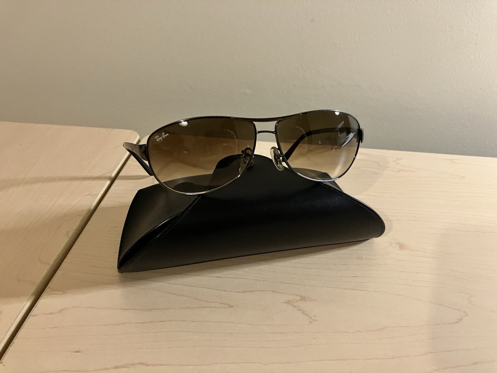 Ray-Ban RB3342 Warrior Gunmetal Brown Gradient Wrap Sunglasses 60□12 w/ Case