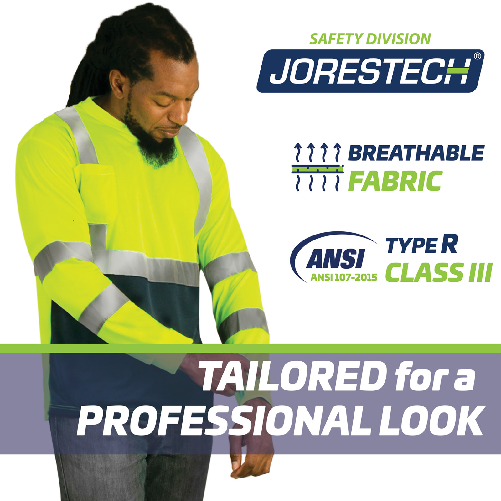 Hi-Vis Safety Workwear Long Sleeve Shirt Top Reflective Tape Two tone Jorestech