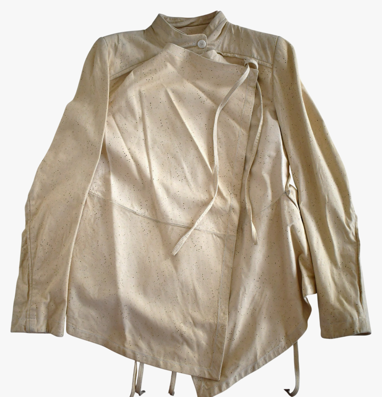 ANN DEMEULEMEESTER Cream PERFORATED LEATHER Women’s Jacket 36 FRANCE