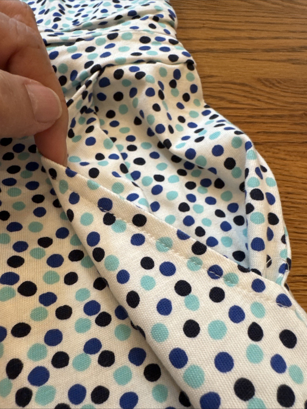 Boden Margot Jersey Dress Polka Dot Cap Sleeve Pockets Size 8R Coastal Boho EUC