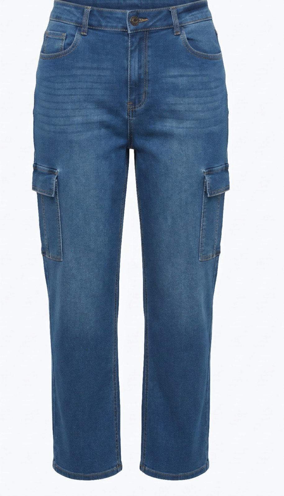 Sophia Jeans Women’s Blue Medium Wash Wide-Leg Cargo Denim Jeans Size 16