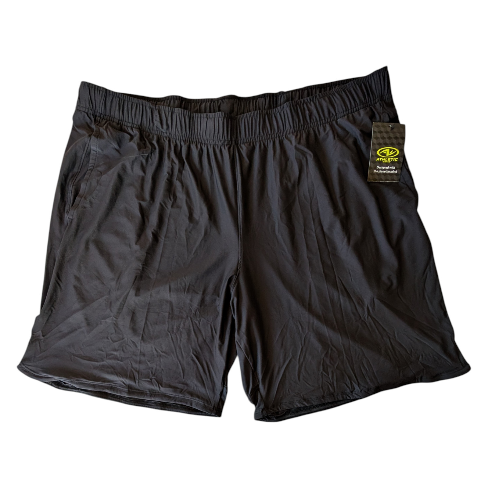 Jersey Comfort Shorts Men’s 2XL (44-46) Elastic Waist Front Pockets Black & Blue
