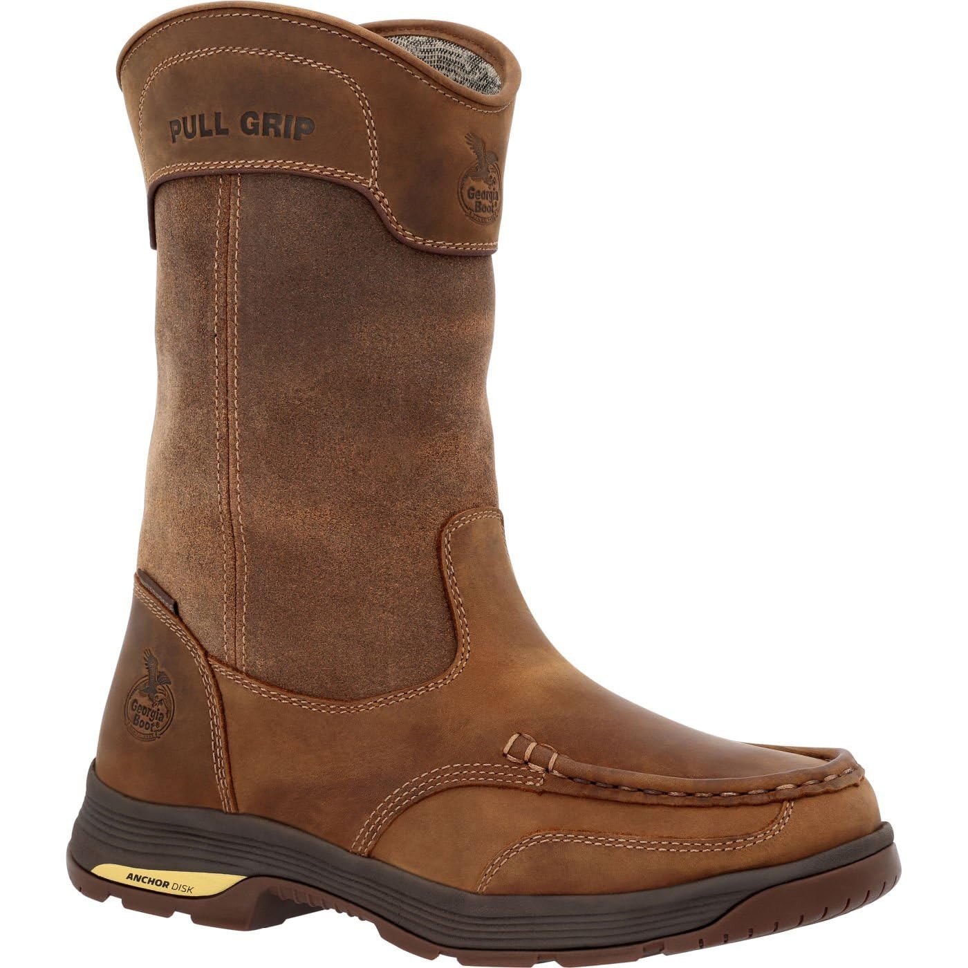 GEORGIA BOOT Men Athens SuperLyte Alloy Toe WP Wellington Boot Brown Size 9.5M