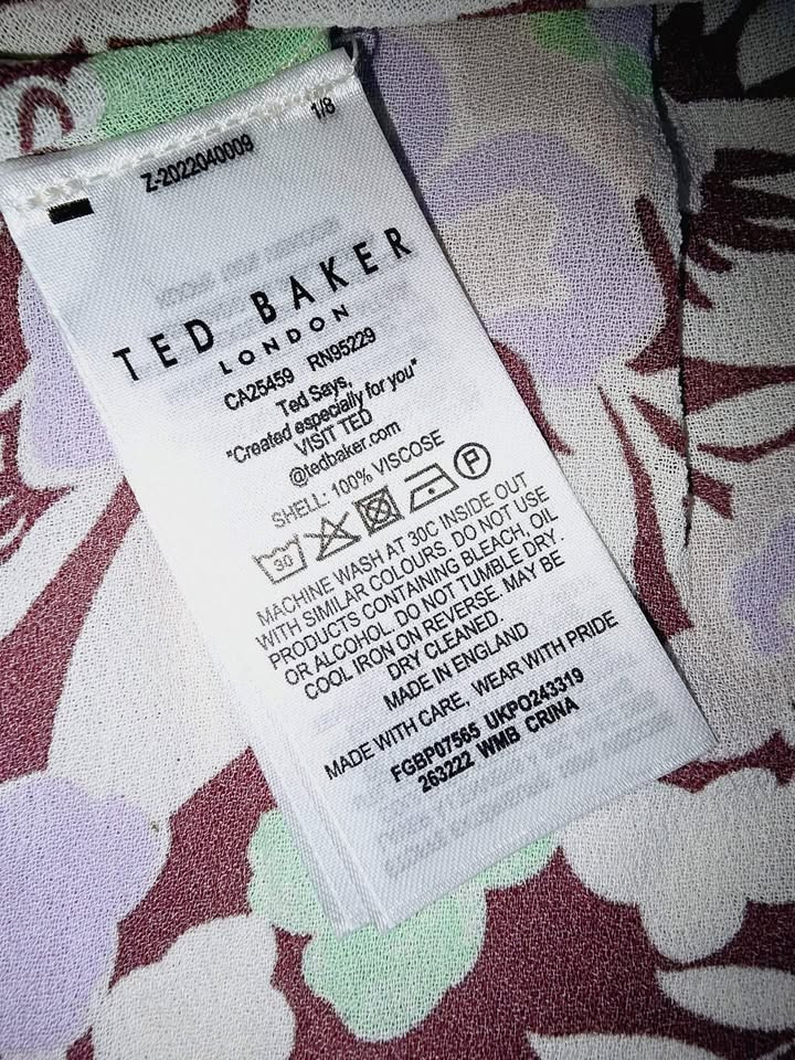 Ted Baker Multicolour Frill Cami Top Size 3 UK 12 14 Floral Ruffle Summer BNWT