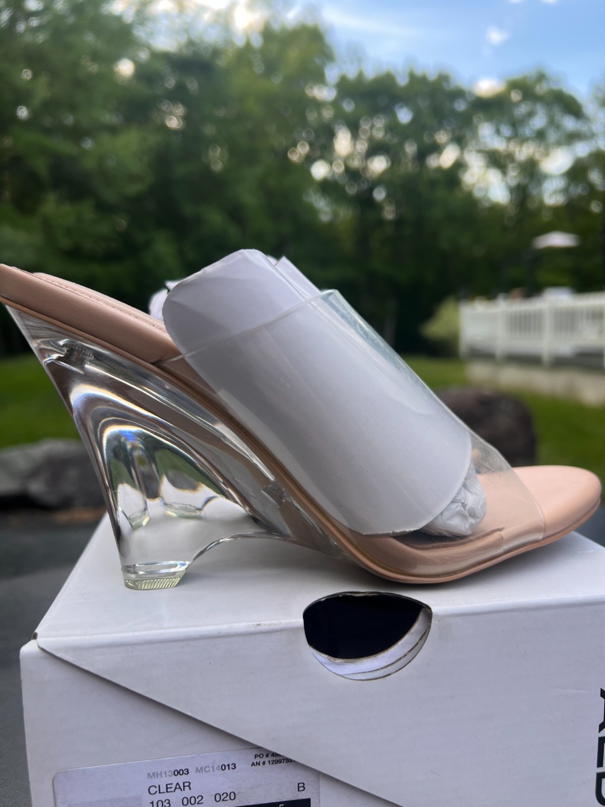 ALDO Clear Sculpted Heel Mule Sandals Transparent Strap Dress Heels New in Box