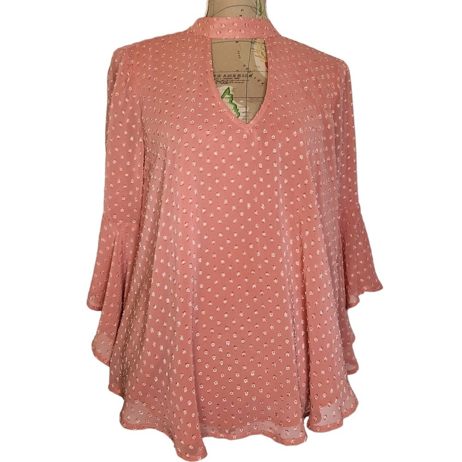NWT Band of the Free Size Small Powder Pink Flowy Bohemian Ruffled Sleeve Blouse