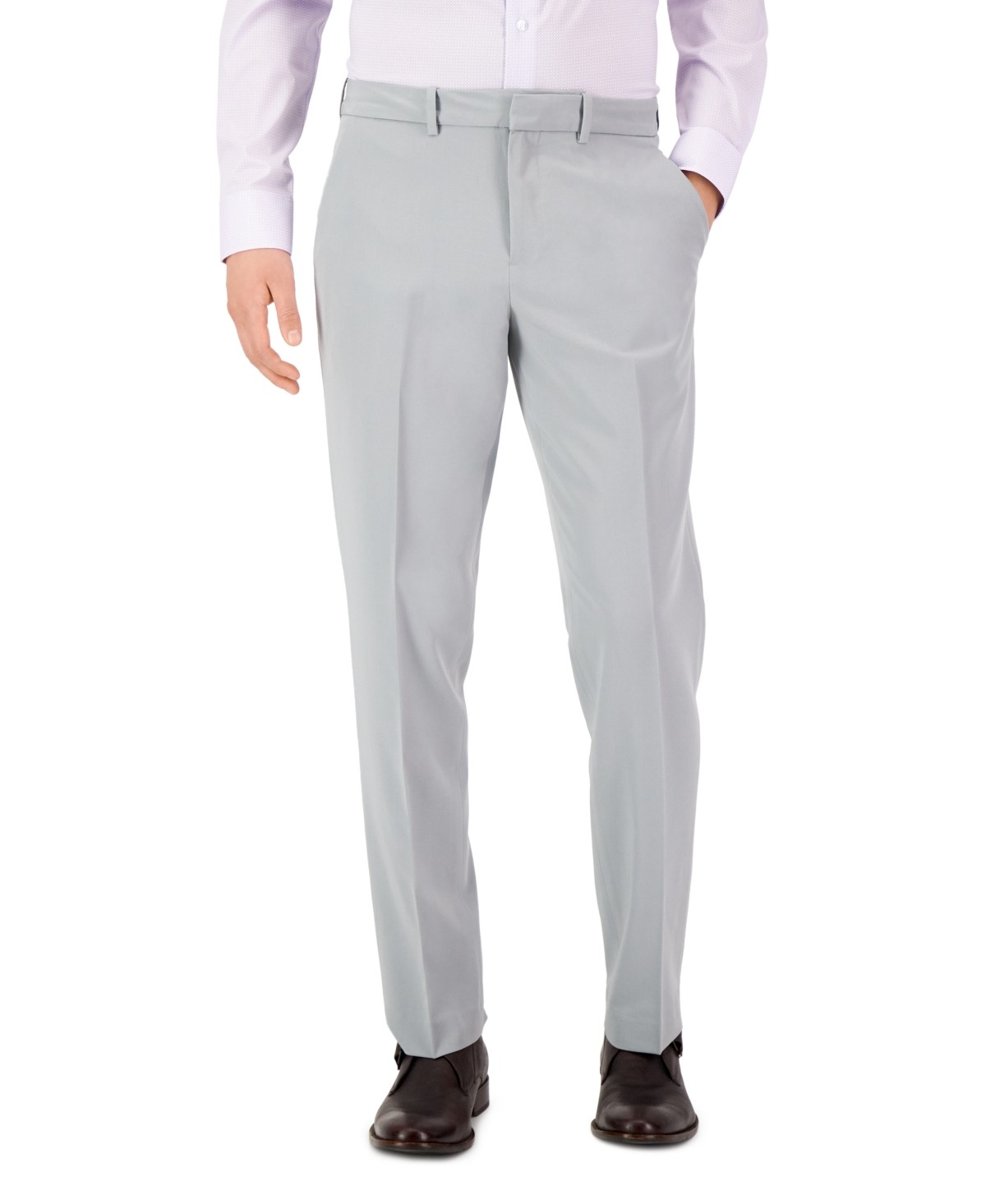 Perry Ellis Portfolio Mens Modern fit Dress Pants 32 / 32 Light Gray Solid