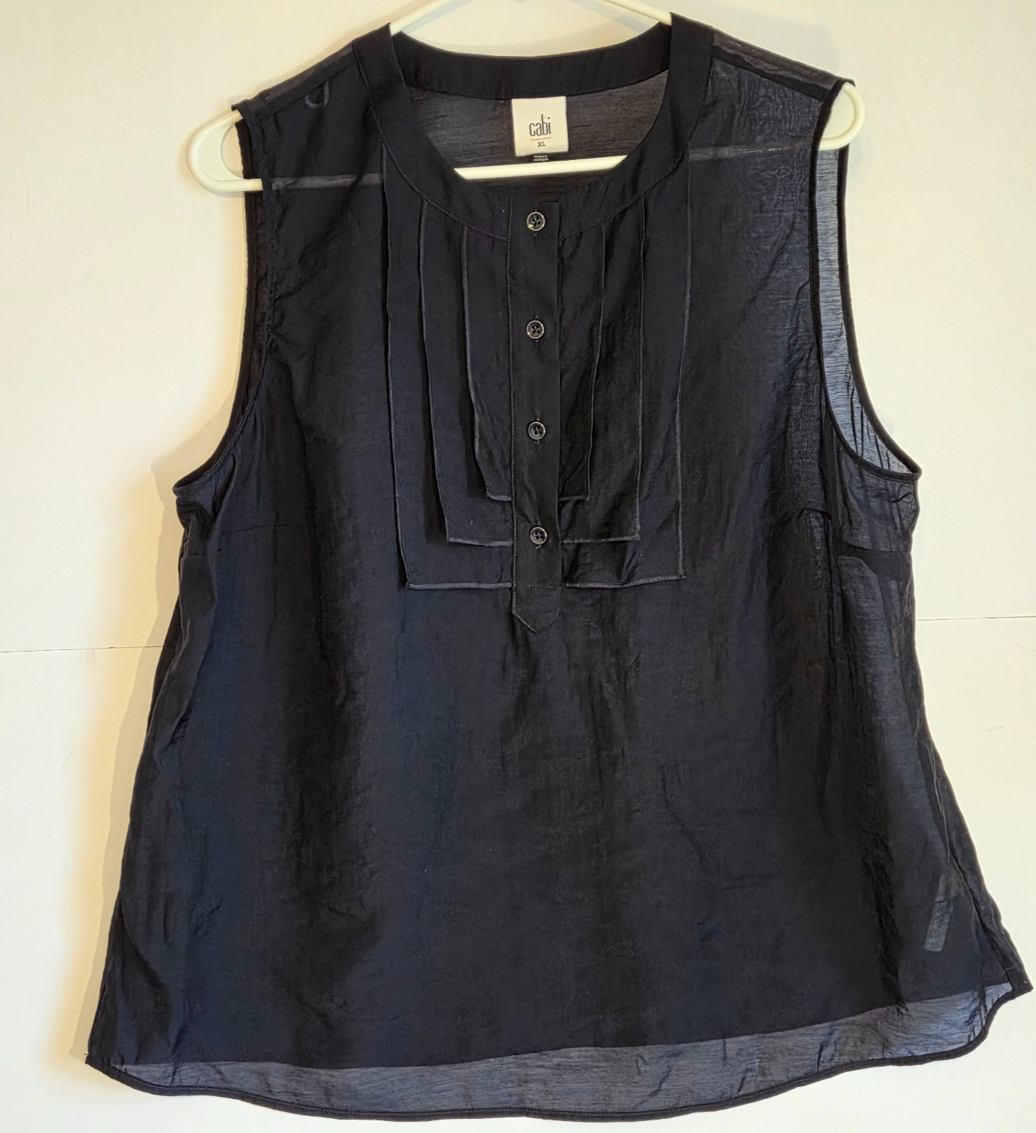 Cabi Louis II Top Womens XL Navy Sleeveless Layered Bib Blouse Style 6524