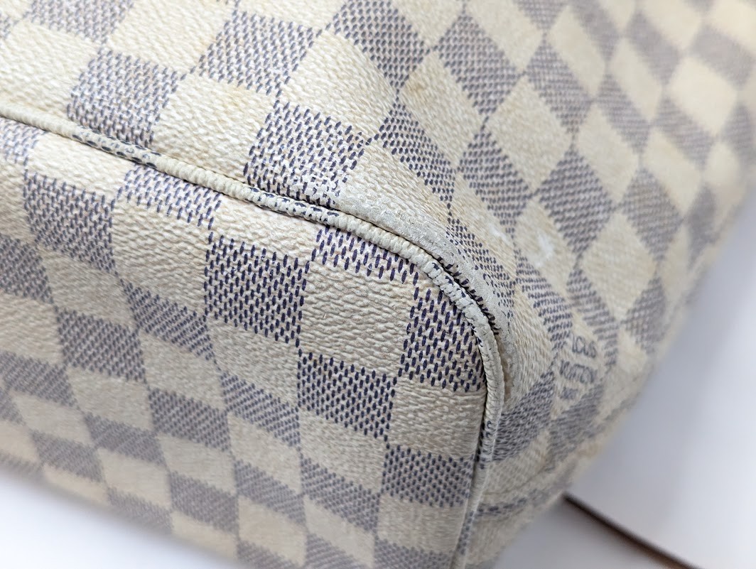 LOUIS VUITTON Damier Azur Neverfull PM Tote Bag White N51110 VI3160 Authentic LV