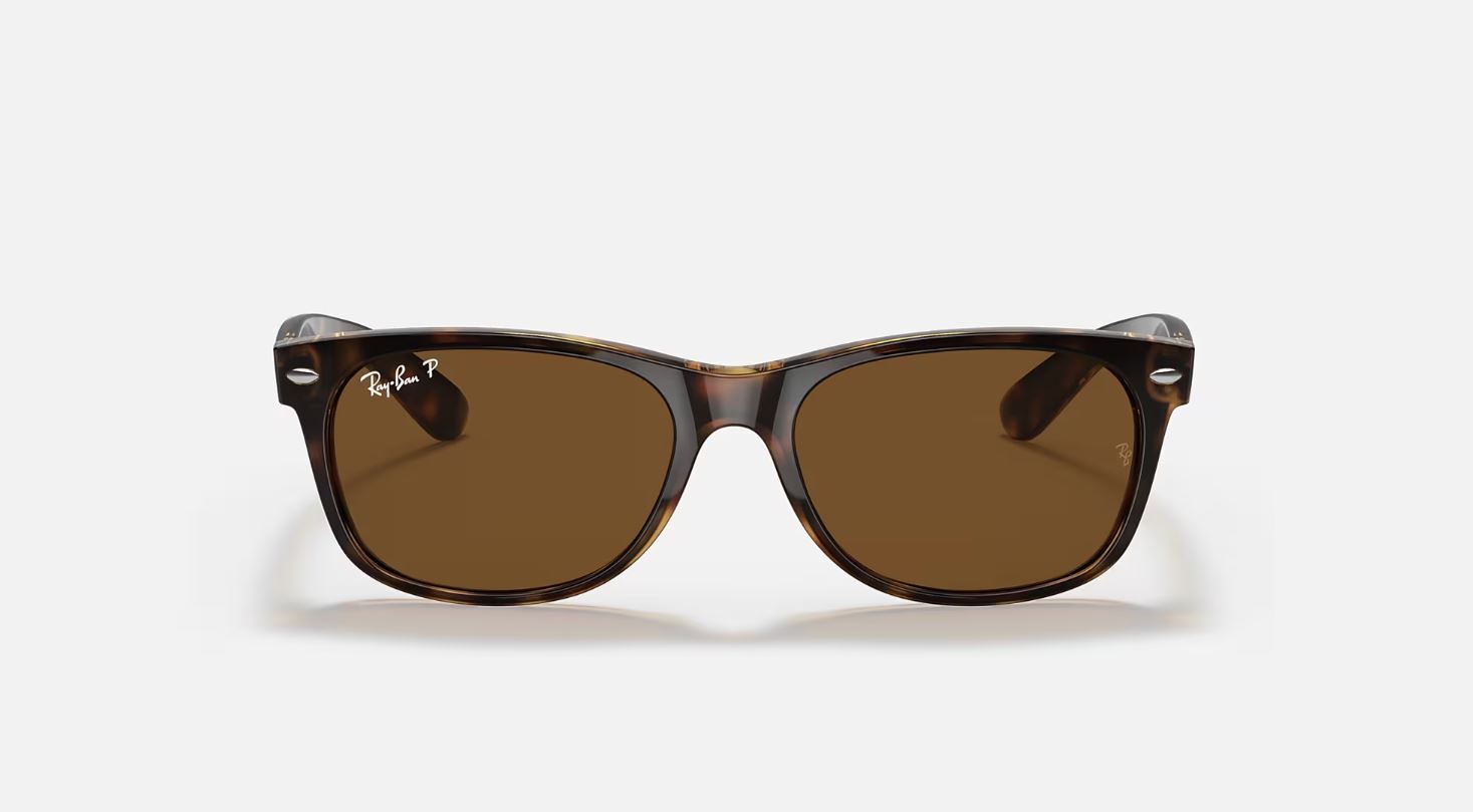 Ray-Ban New Wayfarer Polished Tortoise/B-15 Brown Polarized 55 mm Sunglasses