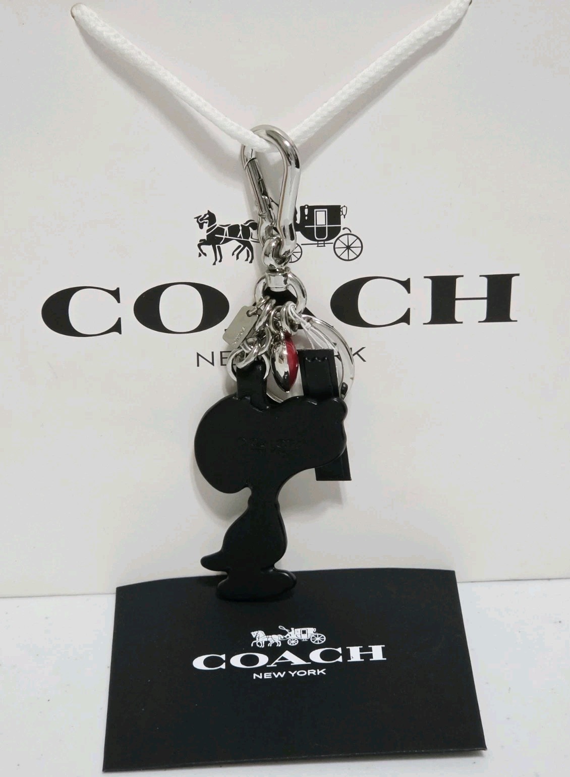 NEW Coach Snoopy Peanuts Kissing Red Love Heart Keychain Bag Charm Fob F65164