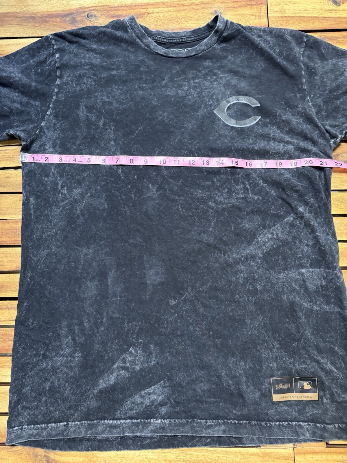 Baseballism Youth XL Black Acid Wash Graphic MLB Batterman Logo Patch Cotton Tee