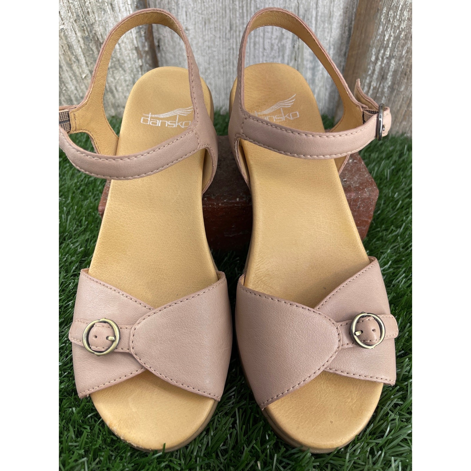 Dansko Tessie Sandals Ballet Nappa Leather Buckl Block Heel Women’s EU37 6.5
