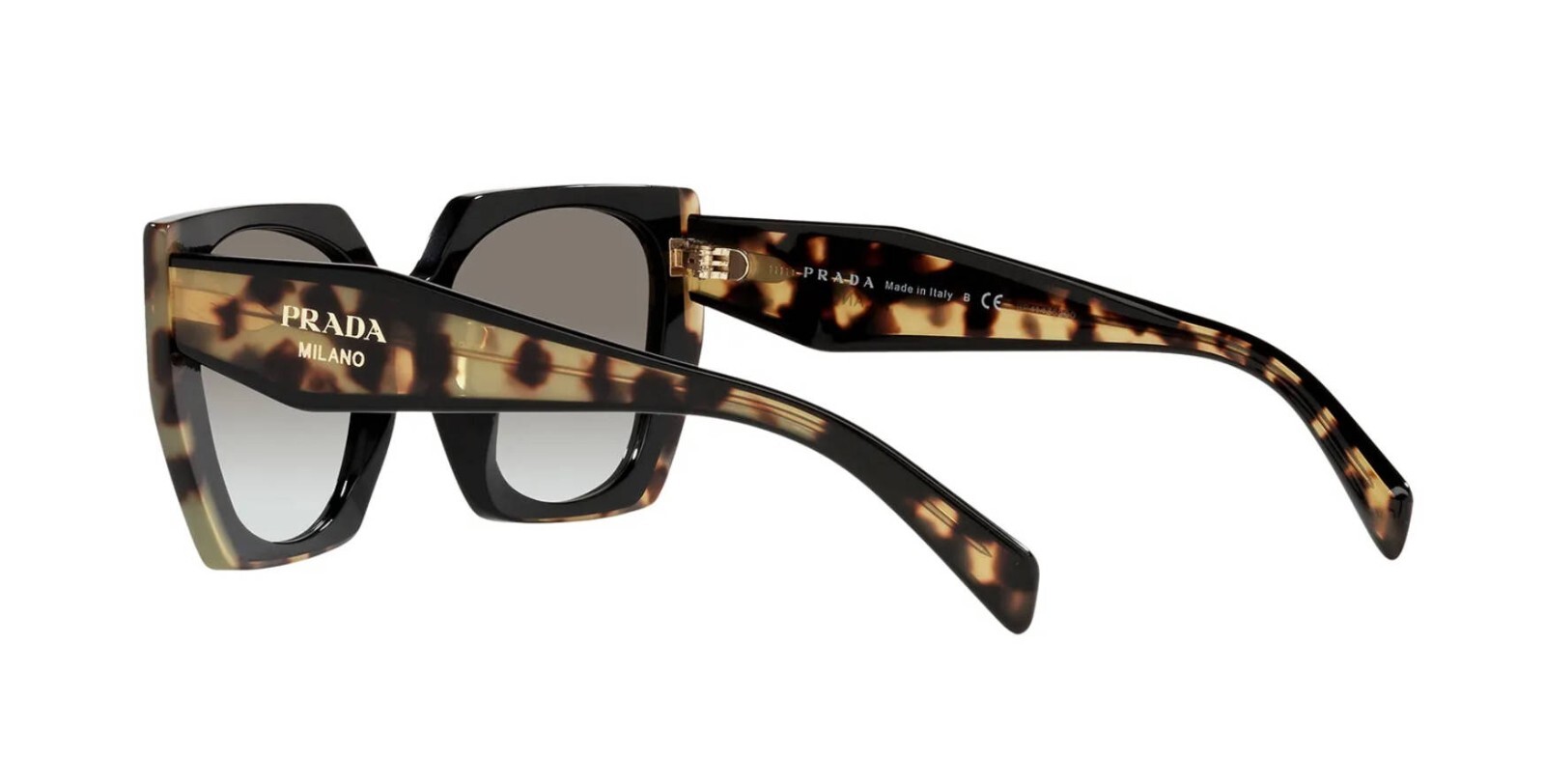 PRADA MONOCHROME PR 15WS Black Medium Tortoise/Grey Shaded (389-0A7) Sunglasses