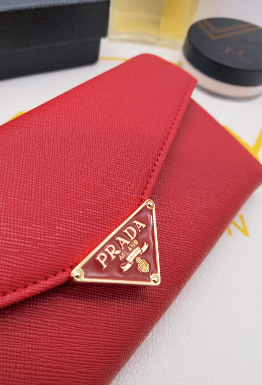 Prada Classic Saffiano Leather Envelope Long Wallet