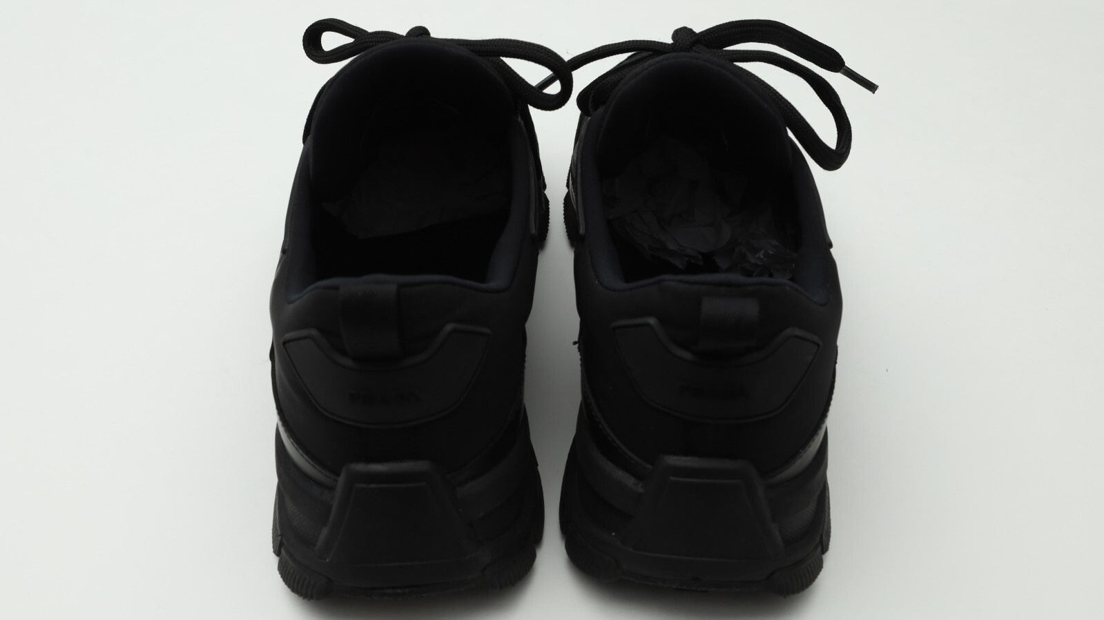 Prada Mens Sneakers Fabric Nylon/Rubber Sole Sneakers Sz UK 7/US 8 in All Black