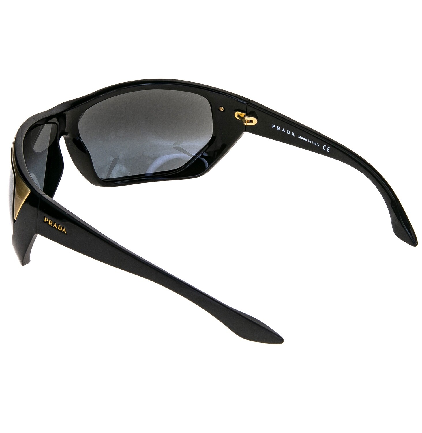 PRADA 10I Wrap Mask Black Brushed Gold Silver Mirror Sunglasses Unisex PR10I NEW