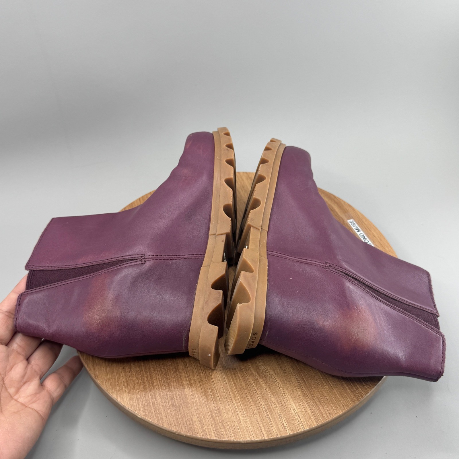 Sorel Joan of Arctic Wedge III Zip Bootie 6 Purple Leather Gorpcore Urban Rugged