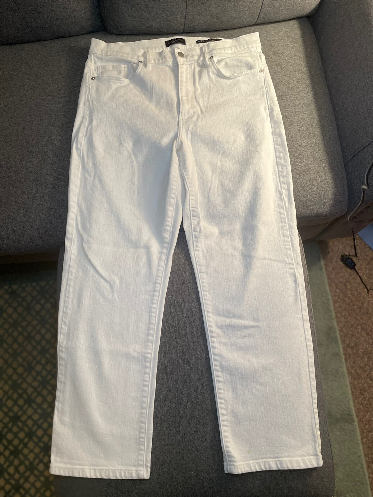Banana Republic Mid Rise Straight Jeans Womens Size 32 White Denim Wash