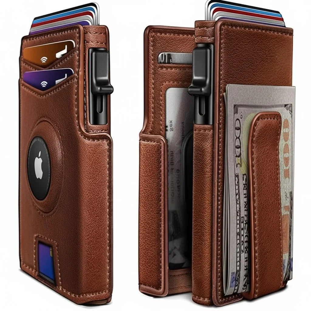 Men’s RFID Leather Wallet Ultra Slim Bifold with ID Window & Card Holder