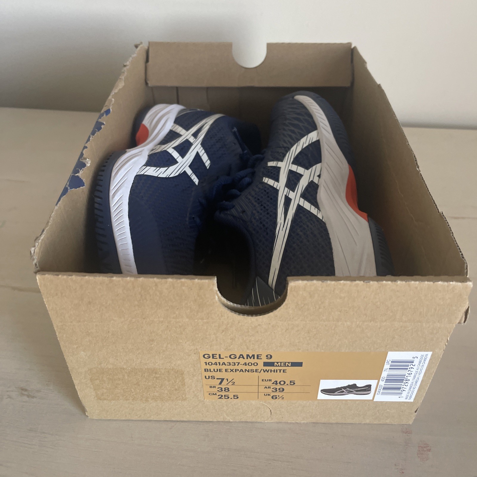ASICS Men’s Gel-Game 9 Blue/Expanse White 1041A337-400 Size 7.5 Brand New!