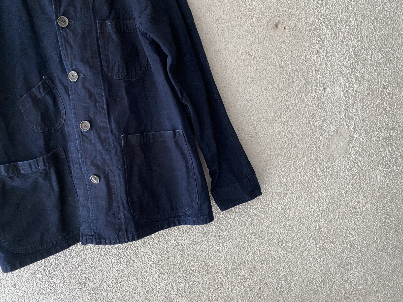 $437 CHIMALA Japan 10oz DARK WASH INDIGO DENIM RAILROAD JACKET S Chore Coat