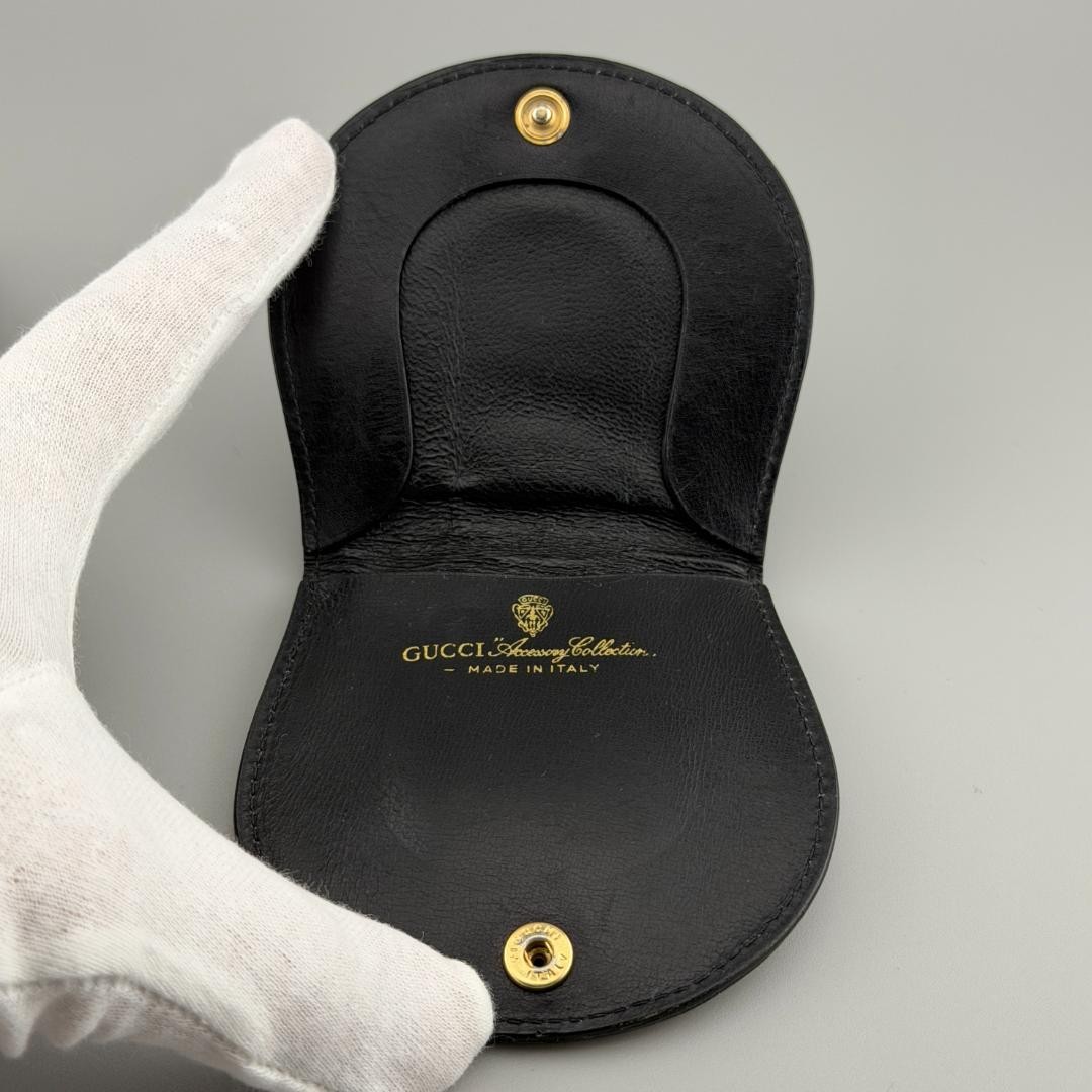 GUCCI GG Canvas Coin Case Small Change Purse Shelley Line Black