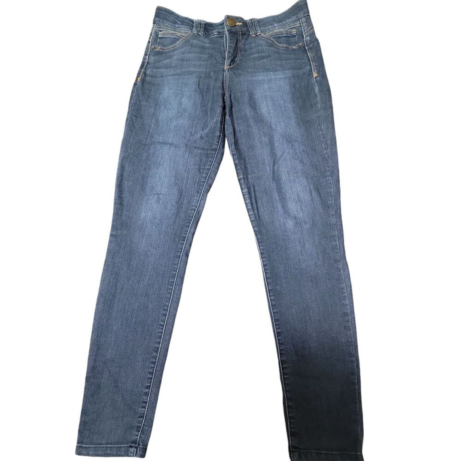 Democracy Womens Blue Denim Skinny Jeans 5 Pocket Button closure Zipper fly}