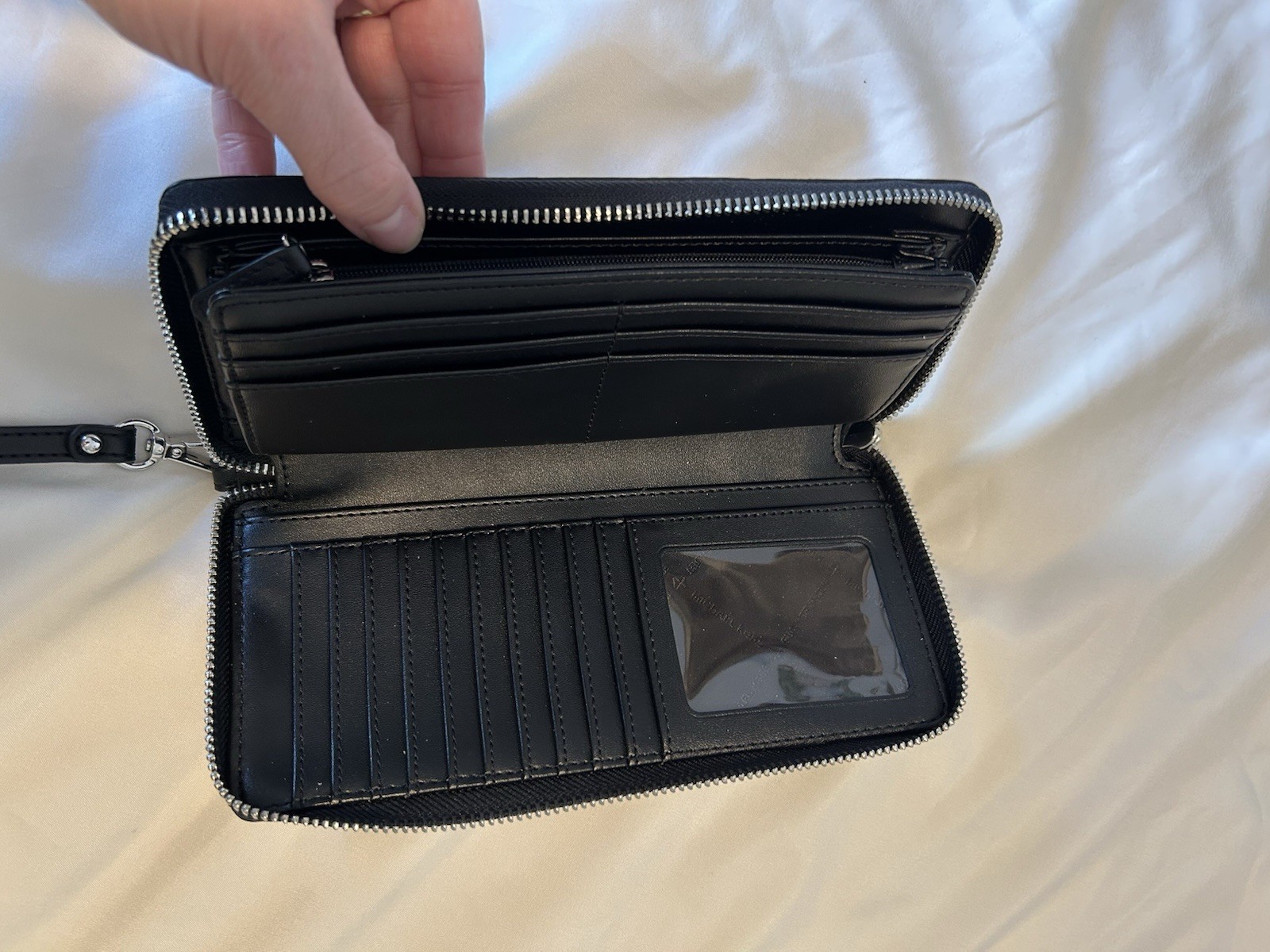 Michael Kors Logo Zip-Around Wristlet Wallet Organizer, Black/Gray