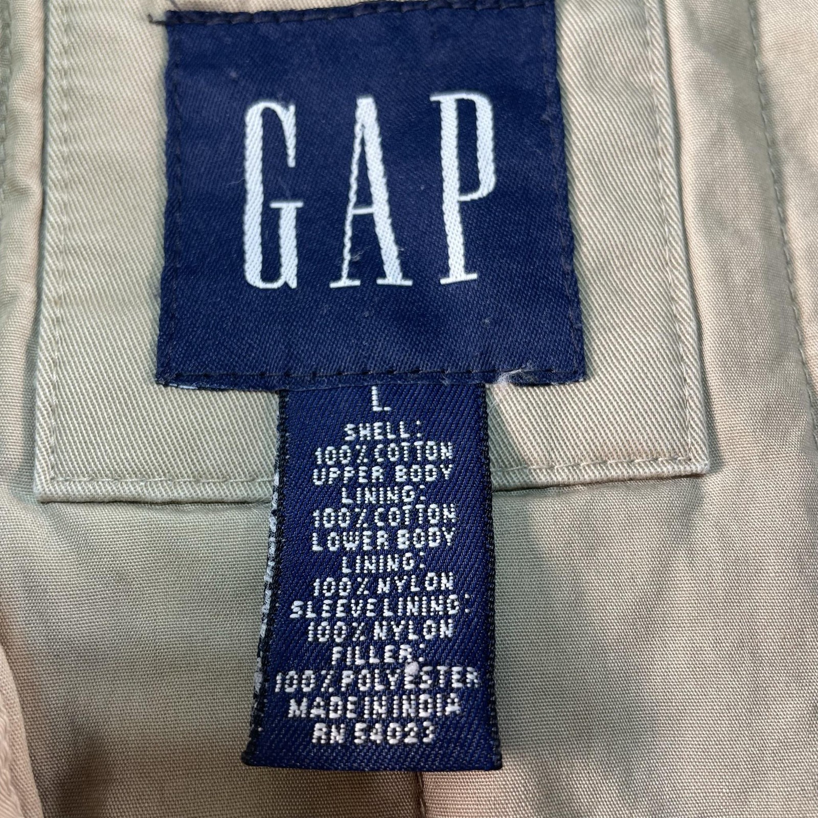 Vintage Gap Jacket Mens Large Beige Canvas Lined Insulated Full Zip Y2K 200s