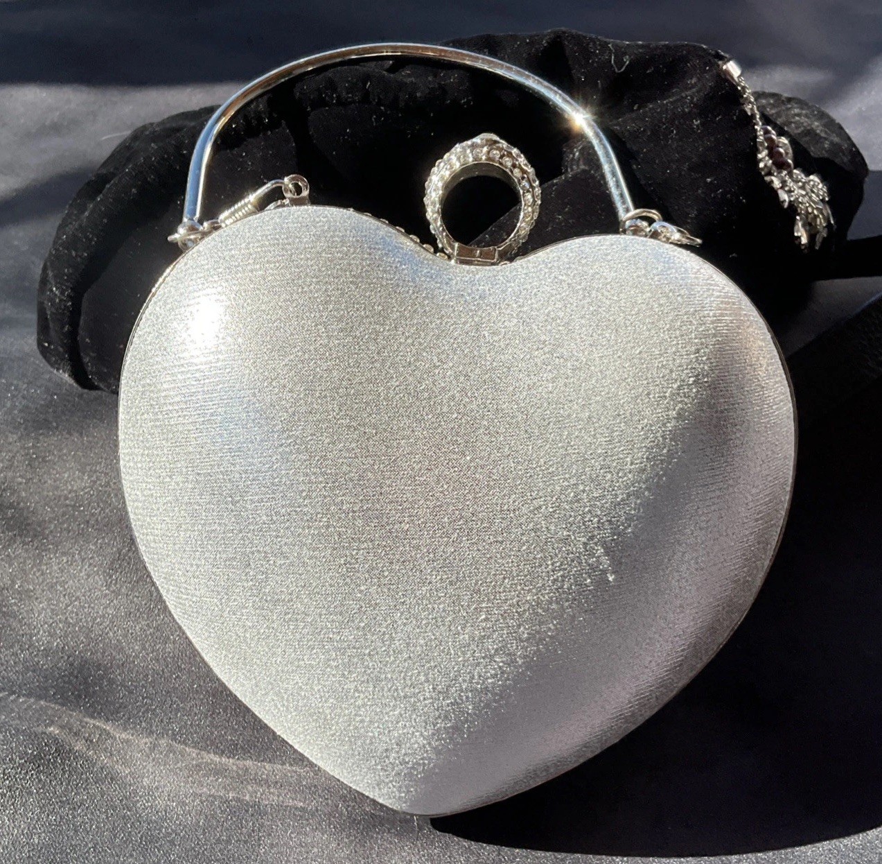 Heart Shaped Crystal Evening Bag Clutch Purse Tassel Wedding Party Hand Bags