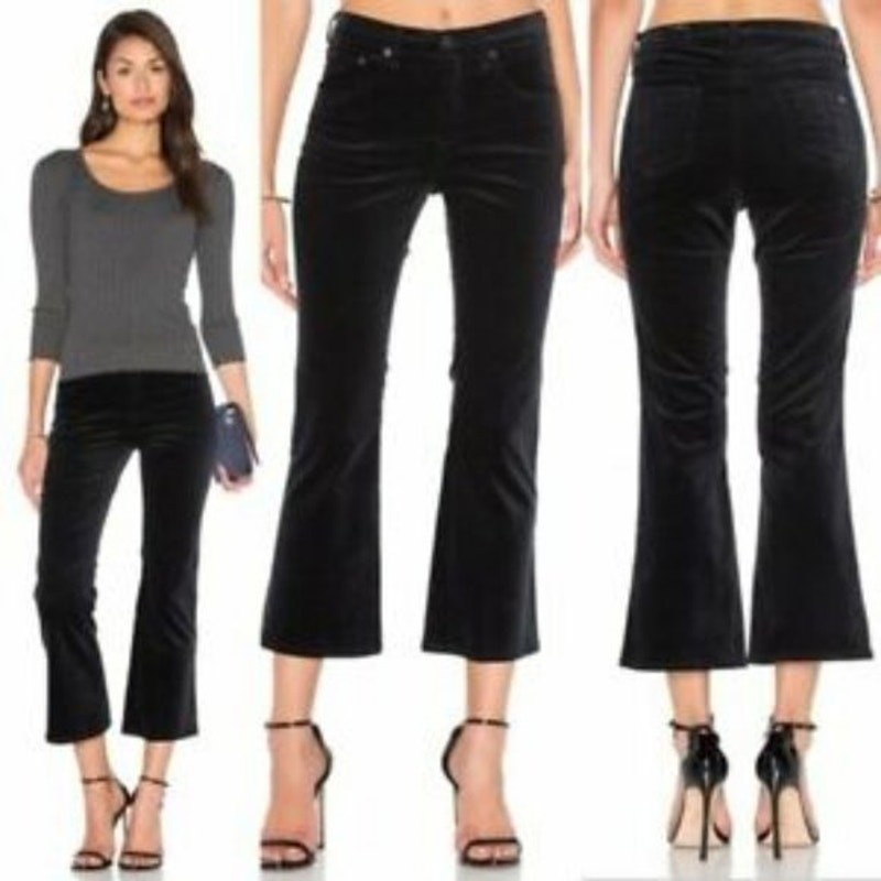 RAG & BONE 10 Inch Crop Flare Jeans in Black Velvet 28