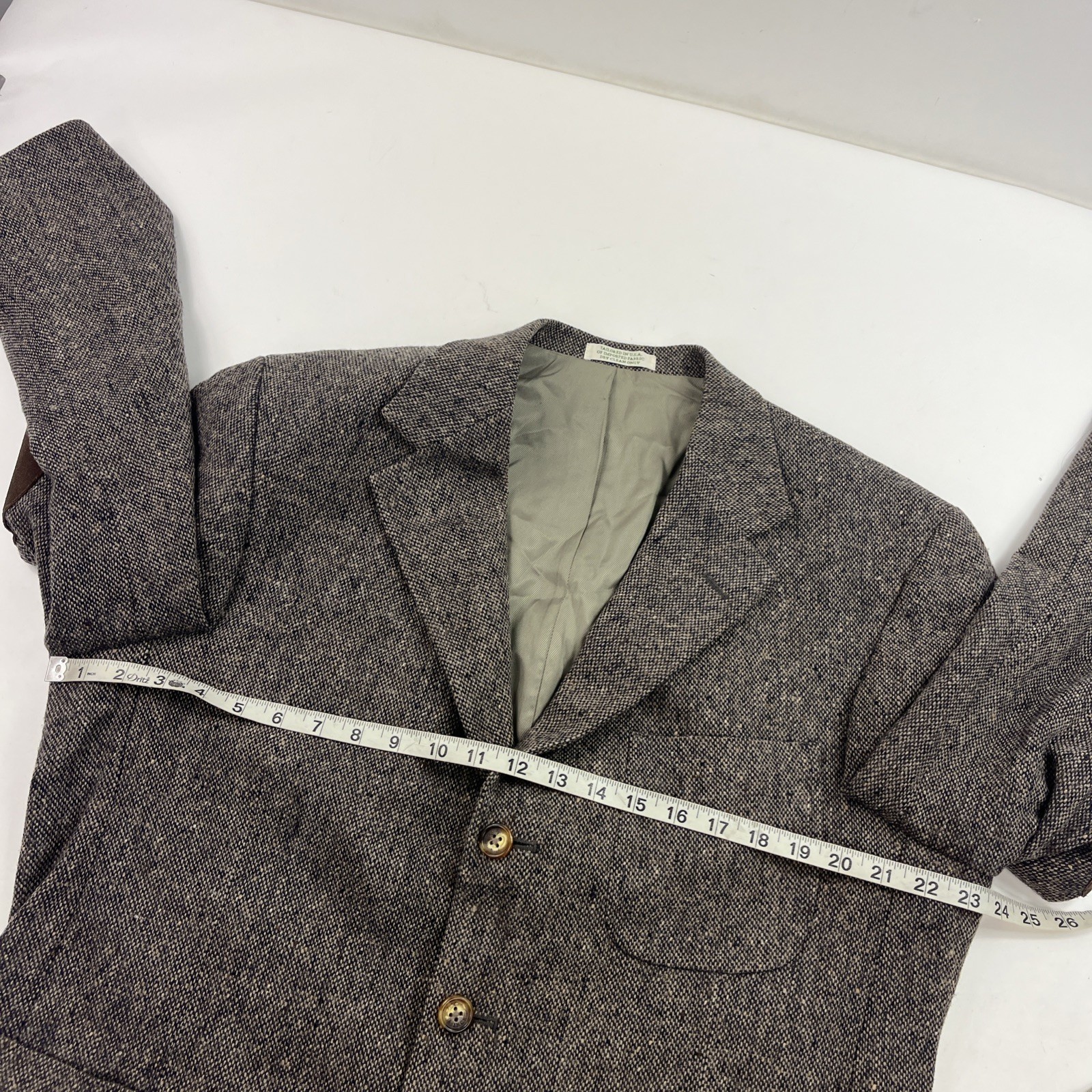 Vintage Orvis Wool Tweed Sporting Blazer Leather Elbow Patches Brown Size 42 R