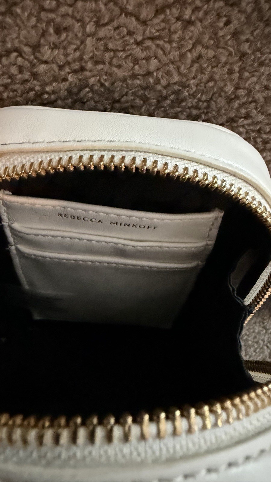 Rebecca Minkoff White Star Studded Mini Crossbody Bag Gold Zip Detachable Strap