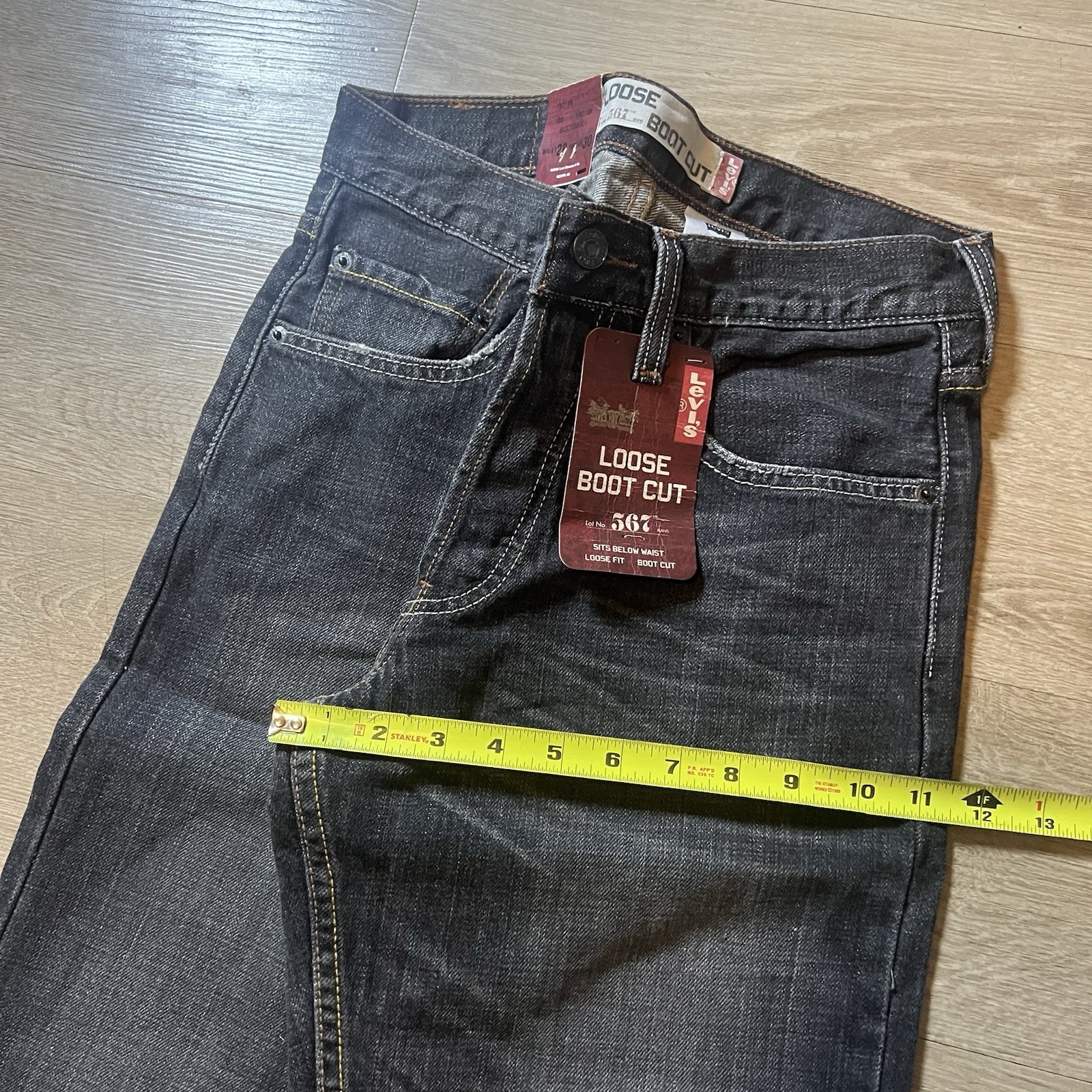 Y2K Deadstock Levi’s 567 Loose Bootcut Jeans Black Wash 28×28.5 Baggy Vintage