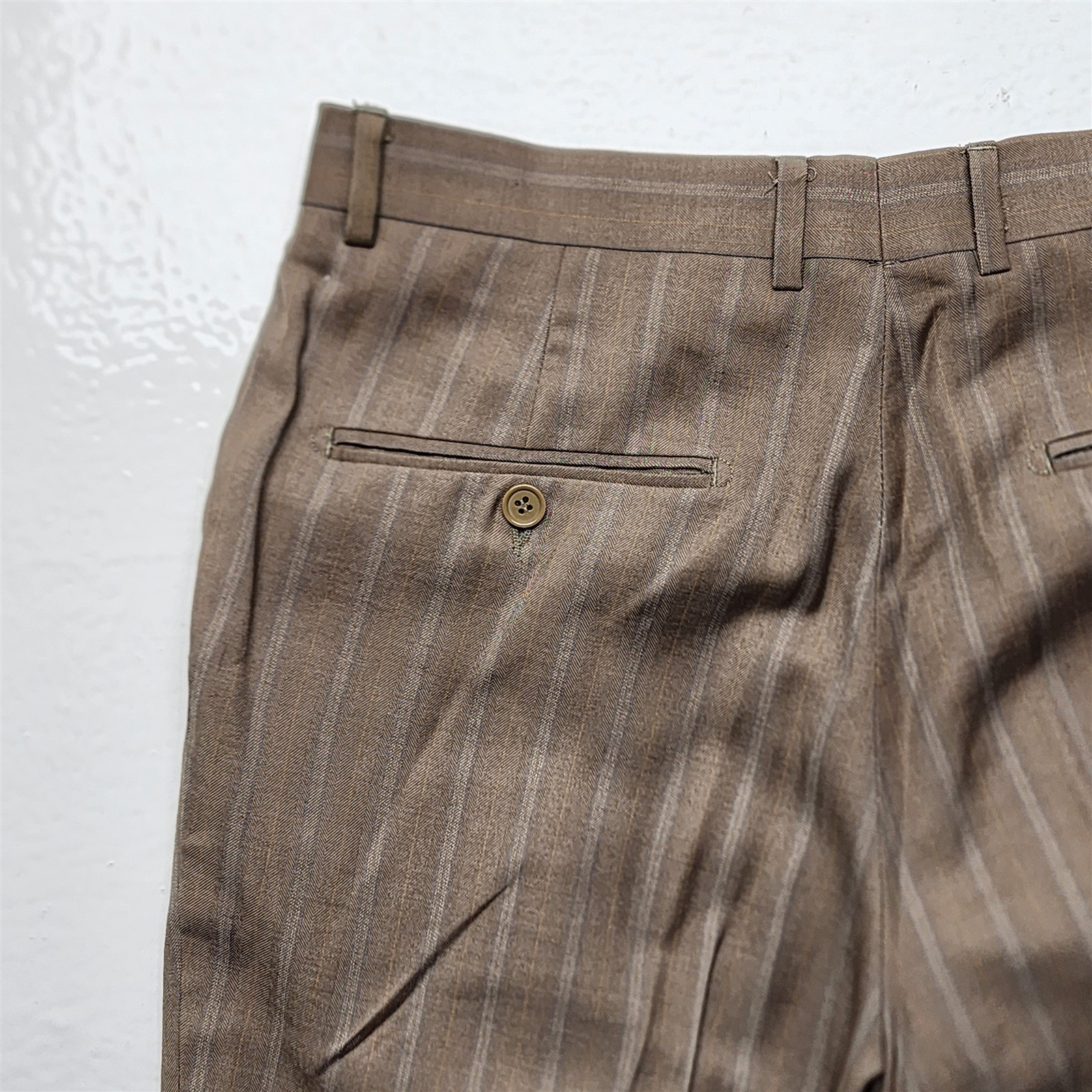Lineage 40R 32×30 Brown Striped 3Btn 2Pc Mens Jacket Pants Suit