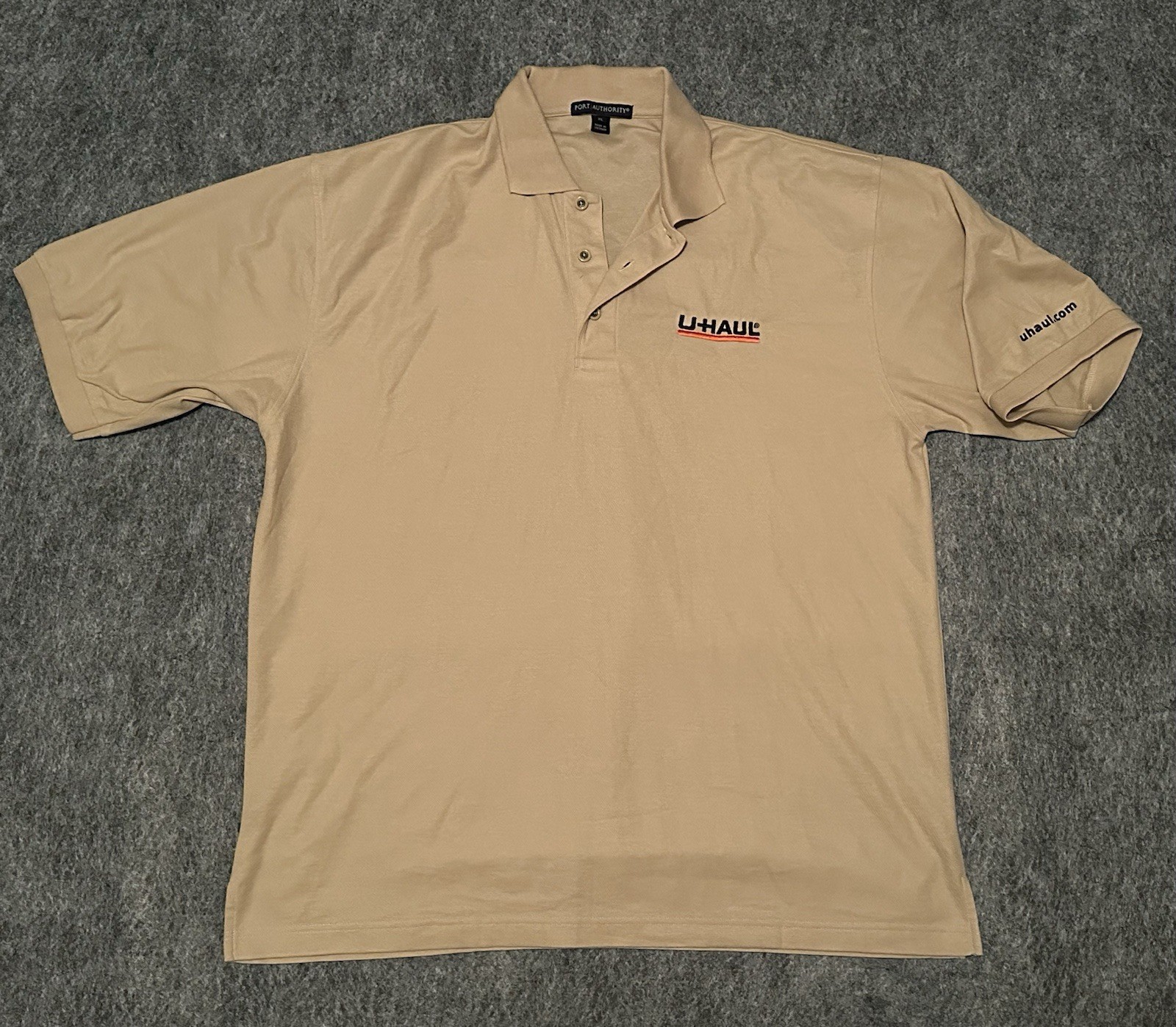 Men’s U-Haul Logo Tan/ Brown Short Sleeve Employee Polo Shirt- Size XL