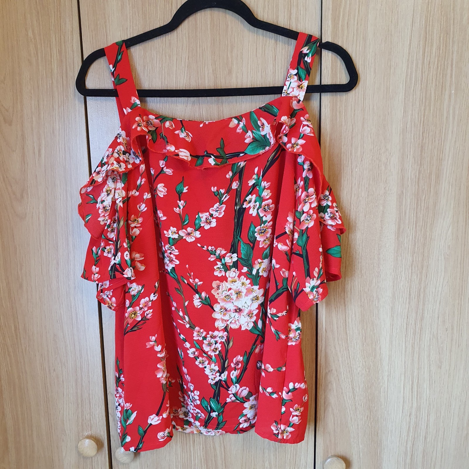 QUIZ Floral Blouse Summer Bohi Romantic Feminine Size 16 Red