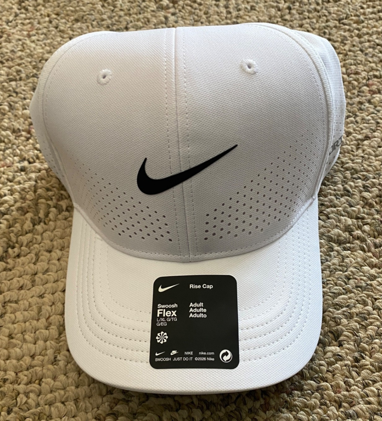Nike Cap Hat ADV Rise Structured Swoosh Flex FB5633-100 Unisex Adult L/XL
