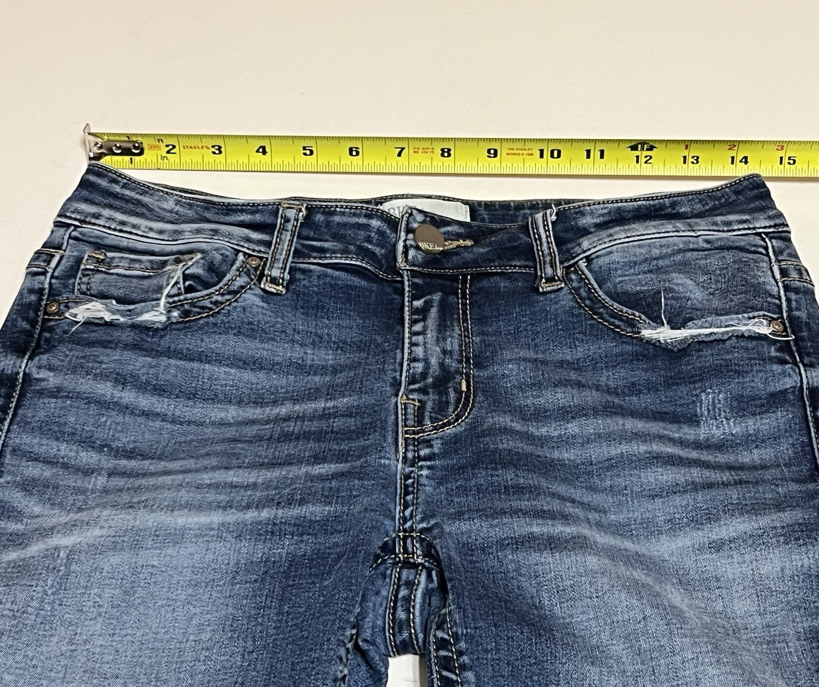 BKE Denim Payton Skinny Jeans Tag 27×31.5 Measures 29×28 Blue Distressed