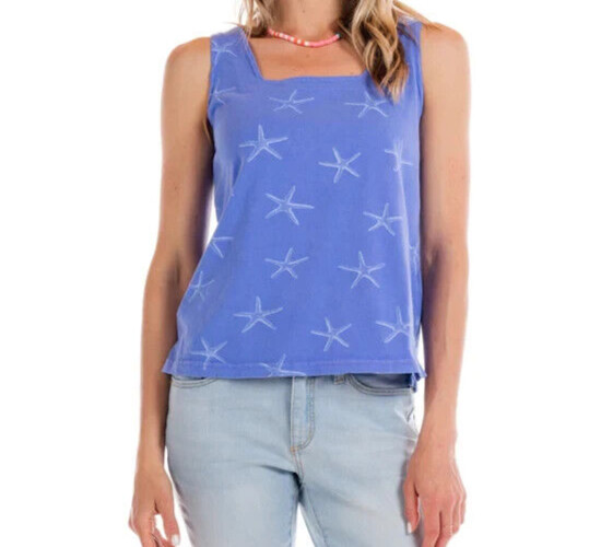 FRESH PRODUCE XL Peri Blue STARFISH Jersey Cotton $49 Boxy Tank TOP NWT New XL