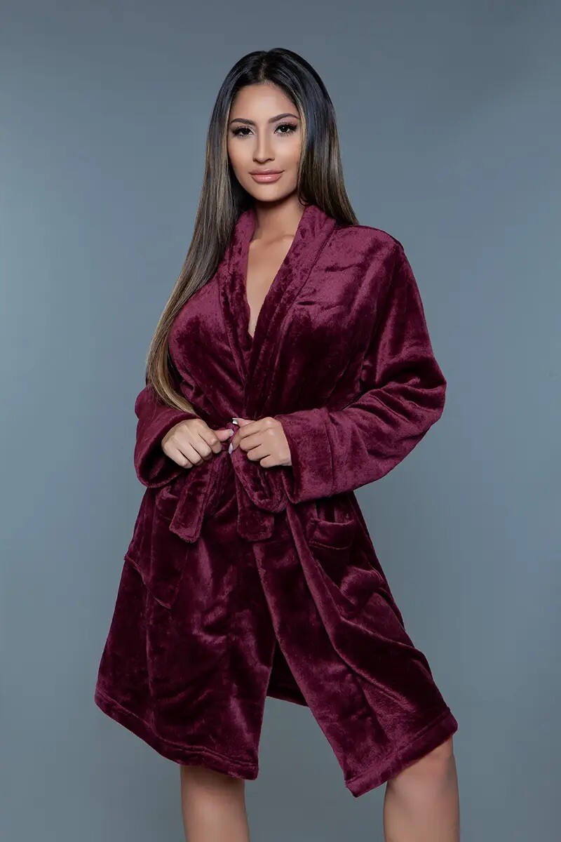 NWT BeWicked Kaylee mid length Plush Robe S/M, L/XL,2X/3X Light Blue,Burgundy