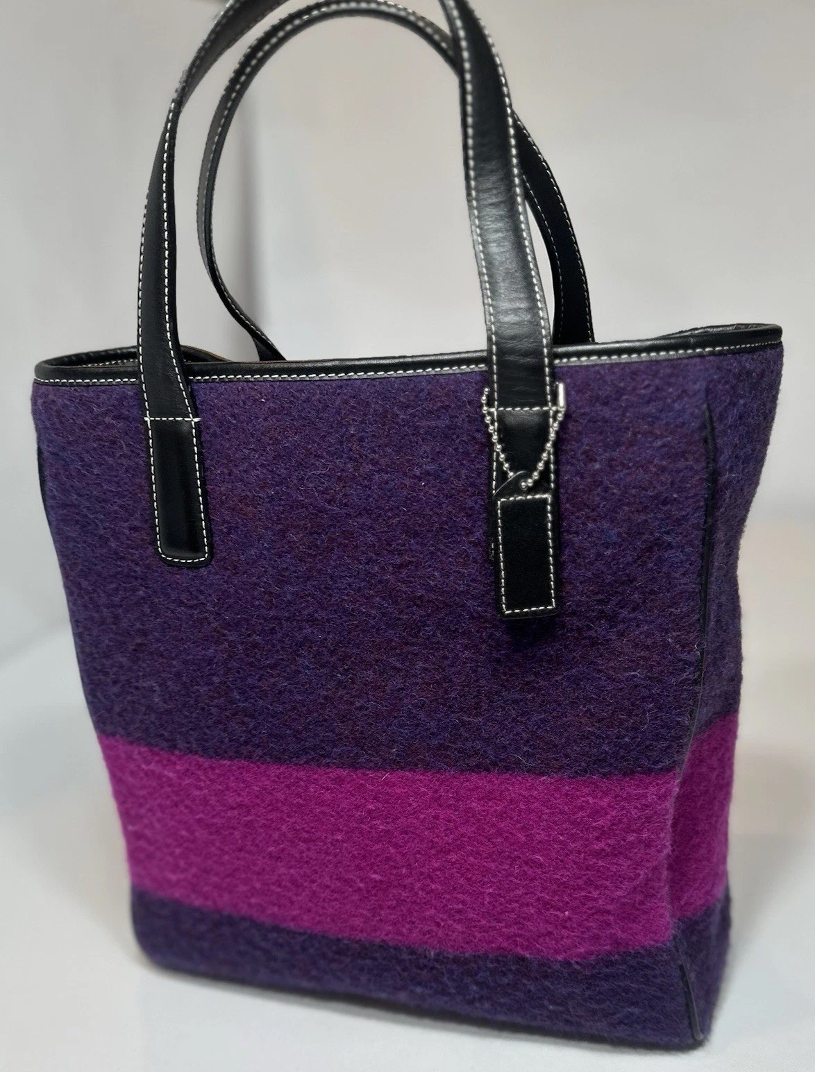 Vintage COACH 8129 Rare Pink & Purple Limited Edition Wool Tote Handbag