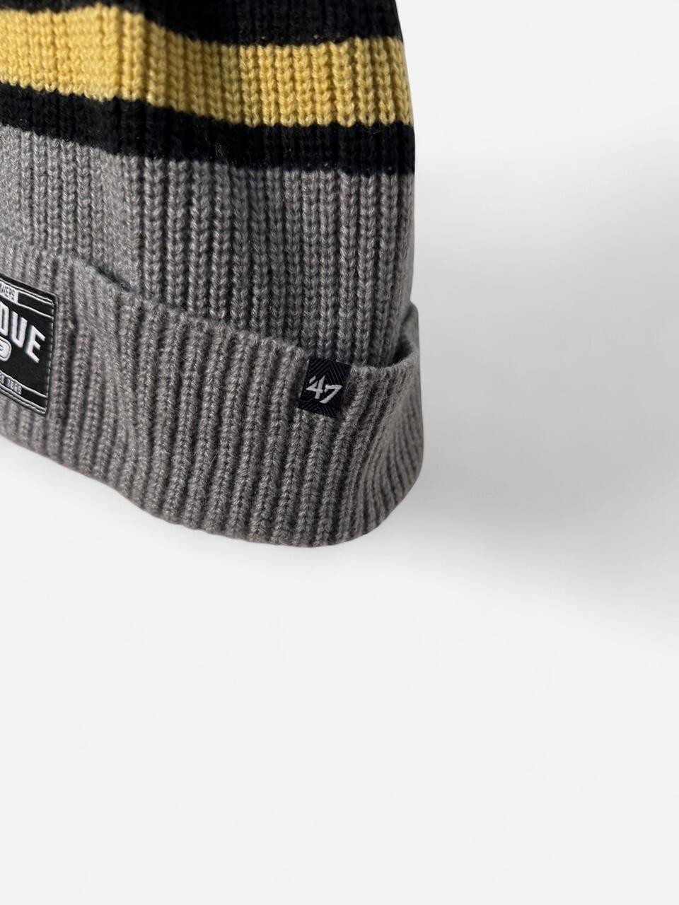47 Brand Purdue Boilermakers Grey Knit Beanie Hat NCAA Cuffed Stripe